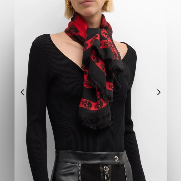 Skull Scarf | Red & Black Skull Scarf | Accessory | Alternative Punk Look Alike - Picture 2 of 7